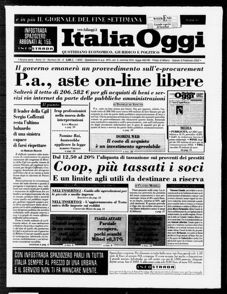 Italia oggi : quotidiano di economia finanza e politica